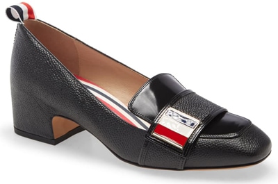 Best designer shoes - Thom Browne block heel loafer pump | 40plusstyle.com