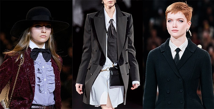 men's ties on the fall womenswear catwalks | 40plusstyle.com