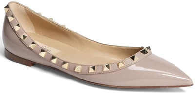 Best designer shoes - Valentino Garavani 'Rockstud 'pointed toe ballerina flat | 40plusstyle.com