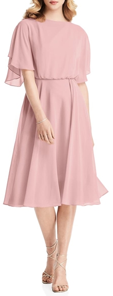 Jenny Packham flutter sleeve chiffon dress | 40plusstyle.com