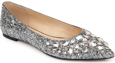 Jewel Badgley Mischka 'Ulanni' embellished glitter flat | 40plusstyle.com