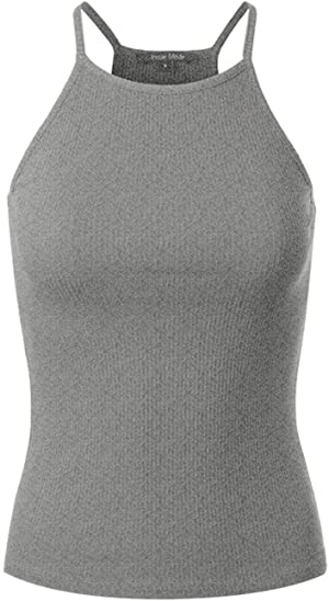 Instar Mode basic high neck ribbed tank top | 40plusstyle.com