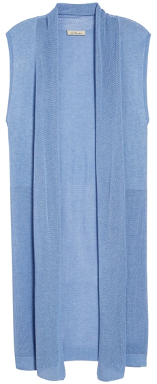 sleeveless vest cardigan to wear over the best dresses to hide your tummy | 40plusstyle.com