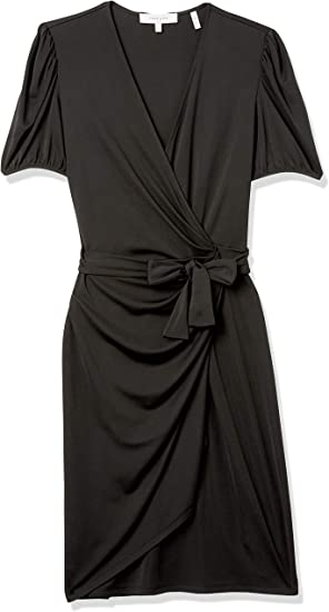 Lark & Ro gathered puff sleeve wrap dress | 40plusstyle.com