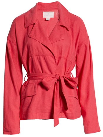Caslon belted linen blended jacket | 40plusstyle.com