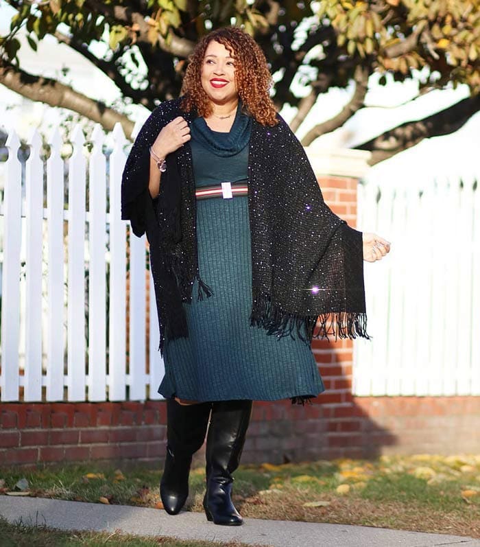 Sandra wears a sweater dress | 40plusstyle.com