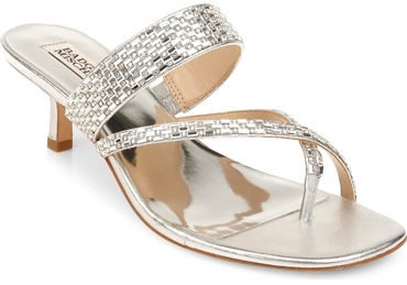 Badgley Mischka Collection 'Zena' embellished slide sandal | 40plusstyle.com