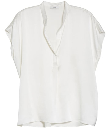 Vince shirred silk satin blouse | 40plusstyle.com