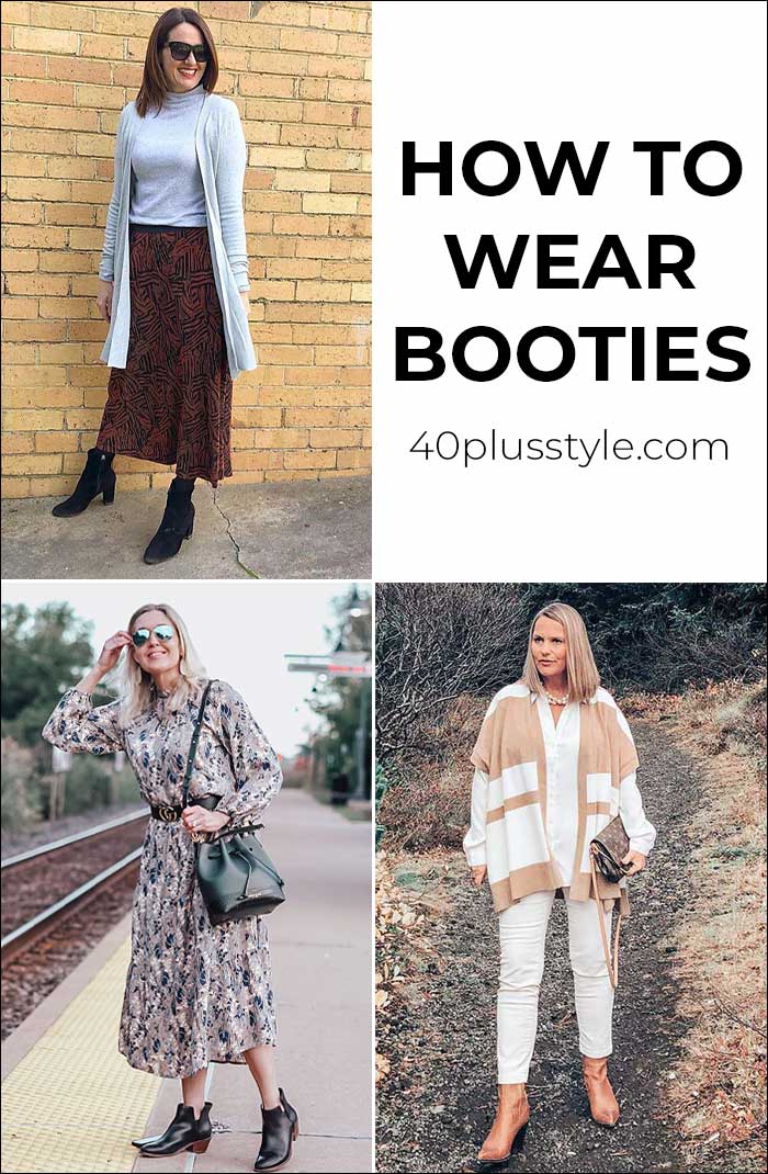 How to wear booties with skirts, dresses and pants - we show you 12 chic ankle boots outfit ideas | 40plusstyle.com