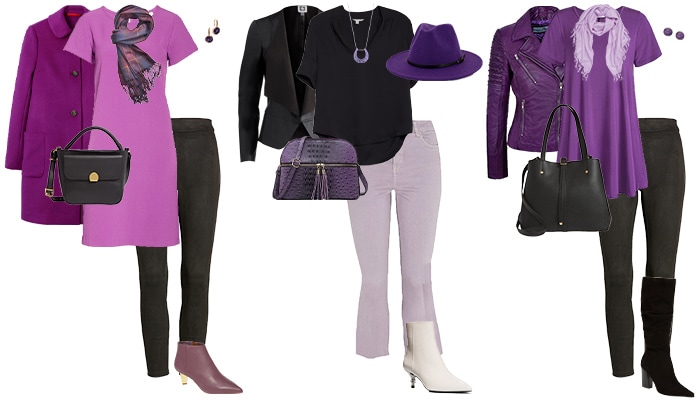 purple and black outfits | 40plusstyle.com 