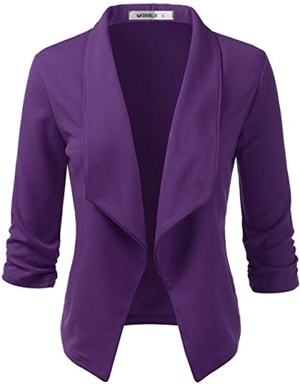 Doublju open front blazer jacket | 40plusstyle.com