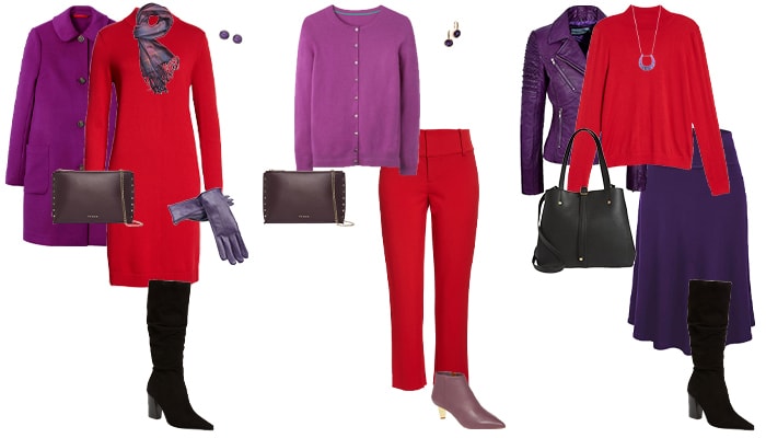 purple and red outfits | 40plusstyle.com