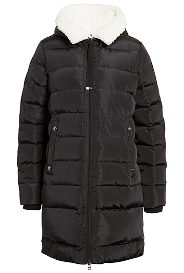 Sam Edelman puffer coat with faux shearling lined hood | 40plusstyle.com