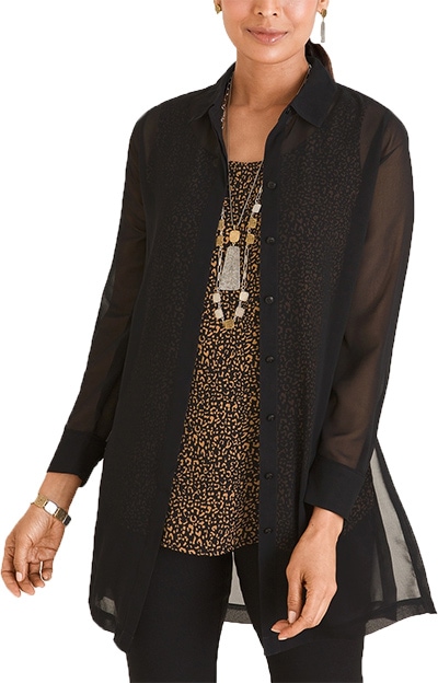 Black Friday sales - Chicos sheer tunic shirt | 40plusstyle.com