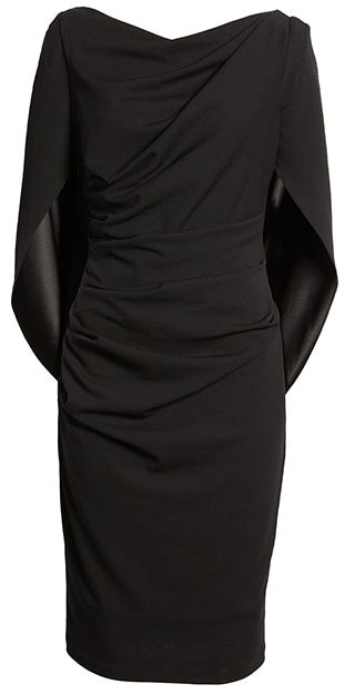 Betsy & Adam drape back scuba crepe cocktail dress | 40plusstyle.com