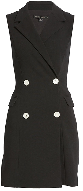 Black Halo sleeveless blazer minidress | 40plusstyle.com