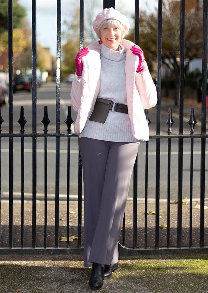 Winter outfits for women - Josephine in bright pink gloves | 40plusstyle.com