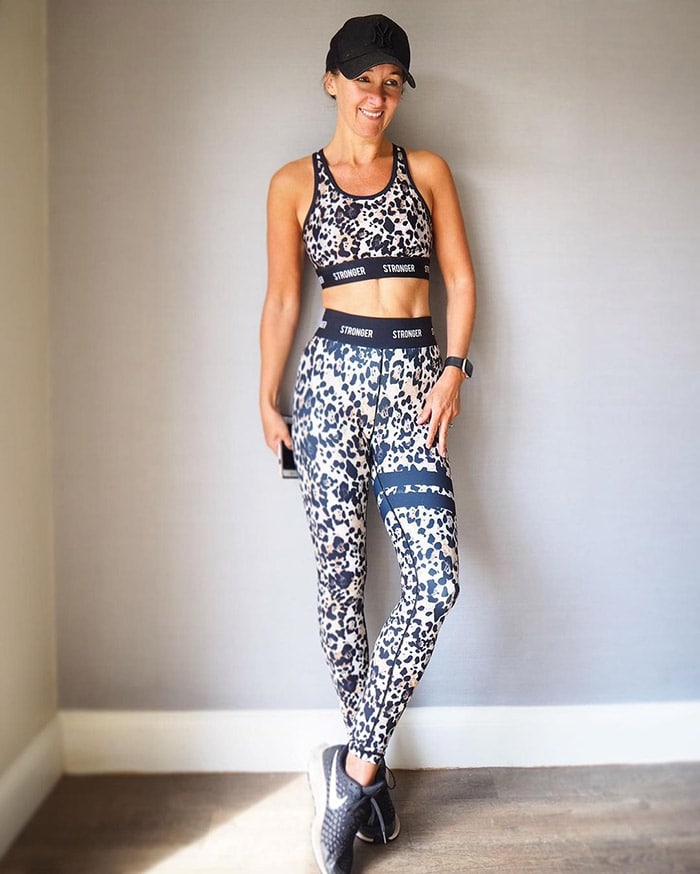 Karen wears a co-ordinated exercise outfit | 40plusstyle.com