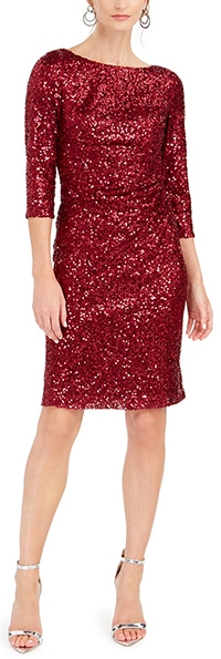 Jessica Howard sequinned ruched sheath dress | 40plusstyle.com