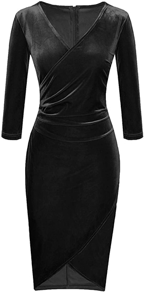 Fantaist velvet wrap sheath cocktail pencil dress | 40plusstyle.com