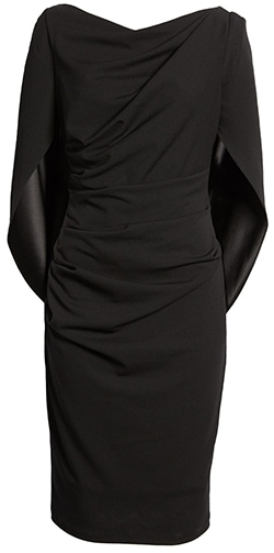 Wardrobe essentials - Betsy & Adam drape back scuba crepe cocktail dress | 40plusstyle.com