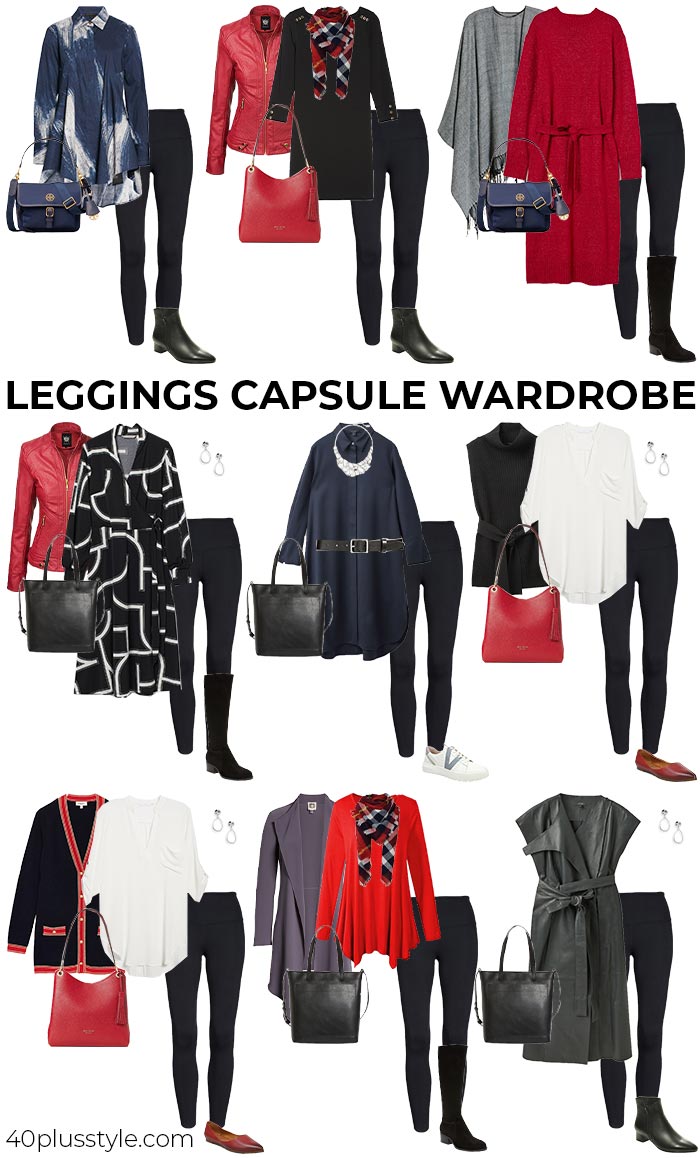 A capsule wardrobe on how to wear leggings | 40plusstye.com