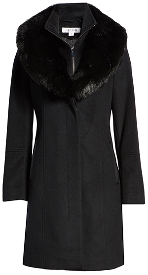Via Spiga faux fur collar wool blend coat | 40plusstyle.com