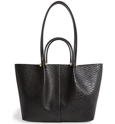 AllSaints Allington Small Snake Embossed Leather Tote | 40plusstyle.com