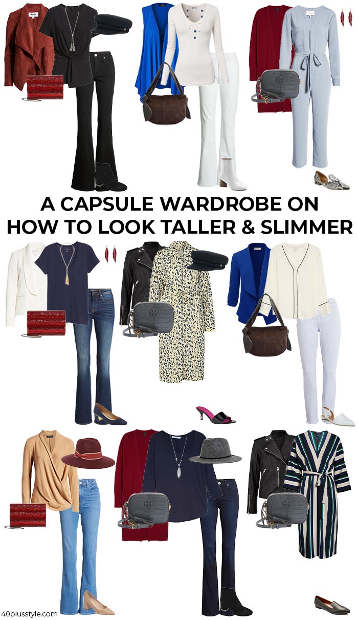 A capsule wardrobe on how to look taller and slimmer | 40plusstyle.com
