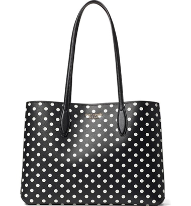 KATE SPADE CANVAS BOOK TOTE IN GOLD DOT