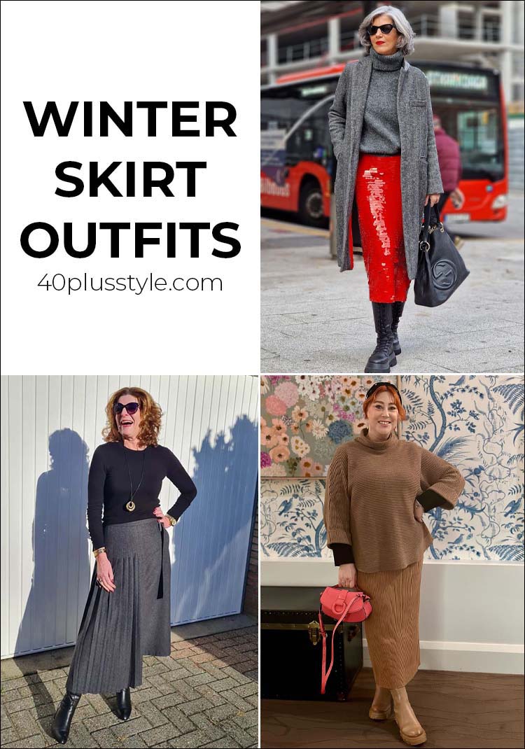 Winter skirt outfits - how to style your skirts in colder weather | 40plusstyle.com