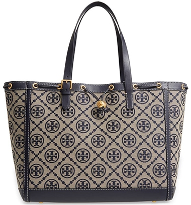 Tory Burch T Monogram Jacquard Large Tote | 40plusstyle.com