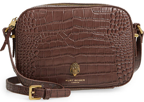 Kurt Geiger London Richmond Croc Embossed Leather Crossbody Bag | 40plusstyle.com