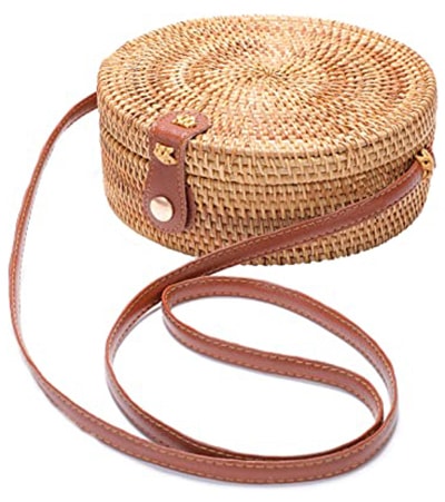 XMLMRY Handwoven Round Rattan Bag | 40plusstyle.com