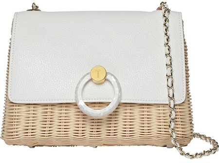 Ted Baker London Janiya Faux Leather & Woven Rattan Crossbody Bag ! 40plusstyle.com