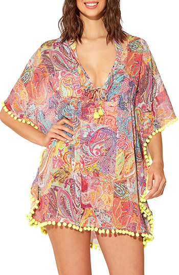 Blue by Rod Beattie Pompom Trim Cover-Up | 40plusstyle.com