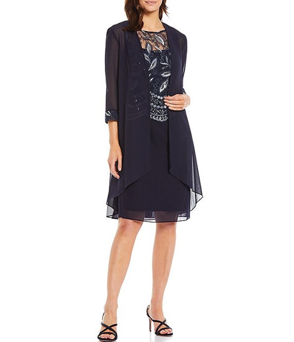 Le Bos embroidered 2-piece jacket dress | 40plusstyle.com