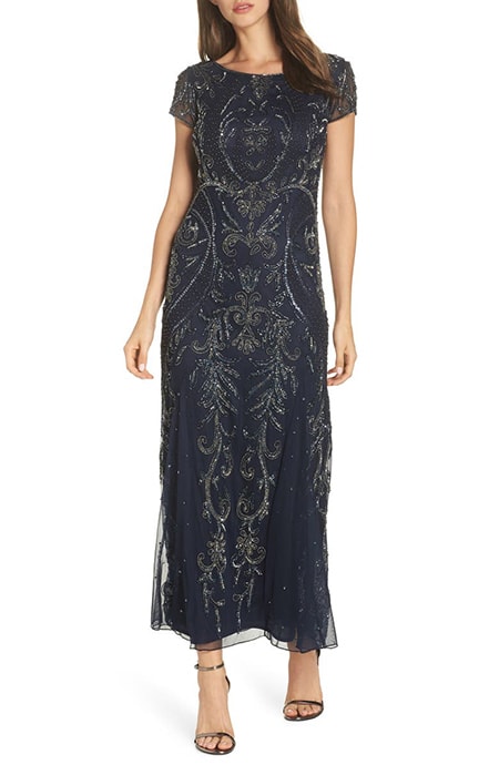 Pissaro Nights embellished mesh gown | 40plusstyle.com