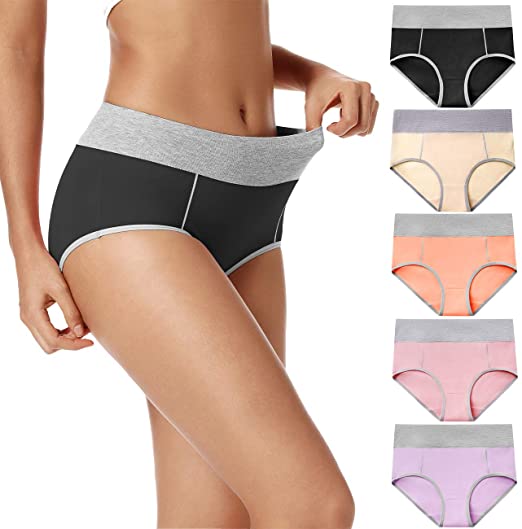 KNITLORD 6 Pack Women's Thongs Underwear Cotton Breathable Panties