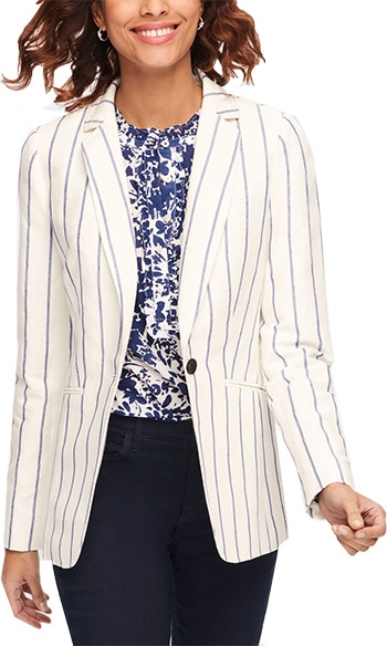 Tablots stripe linen blazer | 40plusstyle.com