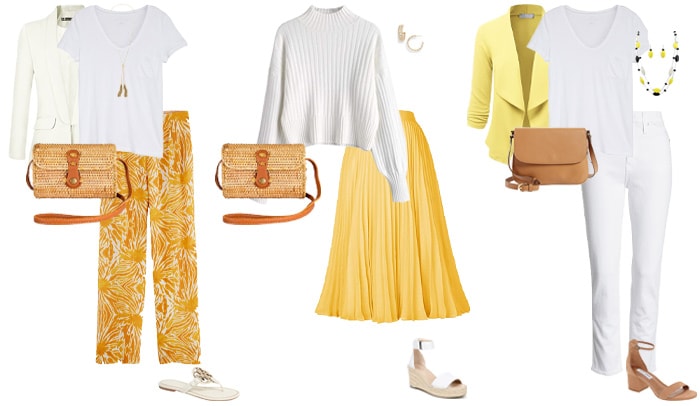 White and yellow outfits | 40plusstyle.com