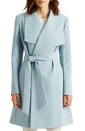 Nordstrom half yearly sale - Lauren Ralph Lauren Belted Drape Front Coat | 40plusstyle.com