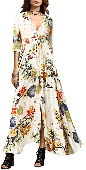 Milumia button-up floral maxi dress | 40plusstyle.com