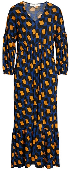 DVF geo print maxi dress | 40plusstyle.com