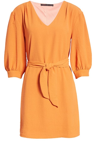 Fraiche by J puff sleeve tie waist dress | 40plusstyle.com