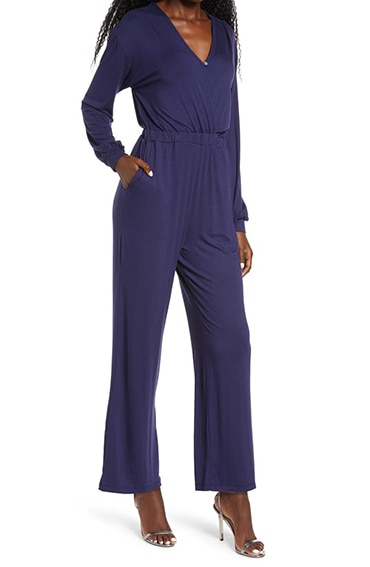  Fraiche by J Long Sleeve Wide Leg Jumpsuit | 40plusstyle.com