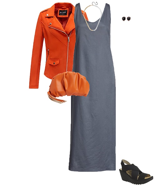 Orange and gray outfit | 40plusstyle.com