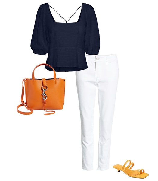 Orange and navy blue | 40plusstyle.com