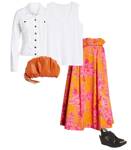 Pink and orange outfit combination | 40plusstyle.com