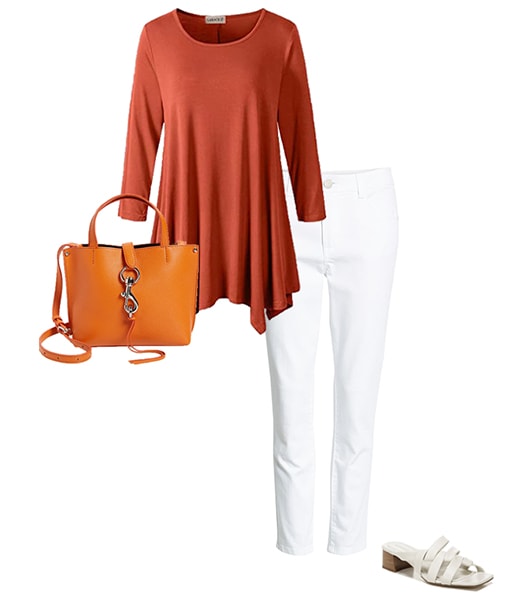 Orange and white outfit | 40plusstyle.com